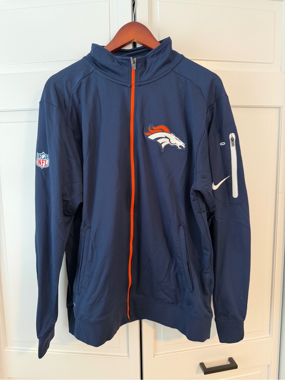 Nike Dri Fit Denver Broncos Navy Full-Zip Track Jacket